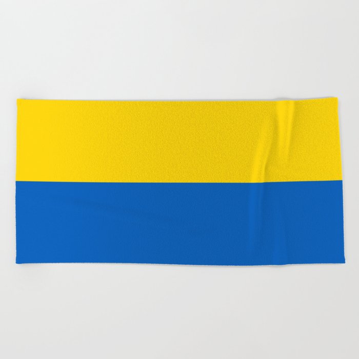 Sapphire and Yellow Solid Shapes Ukraine Flag Colors 2 100 Percent Commission Donated Read Bio Beach Towel