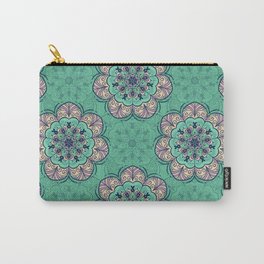 Floral Mandala Tile in Mint & Lavender Carry-All Pouch