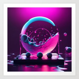 Magic Esoteric Transparent Sphere Synthwave Art Print