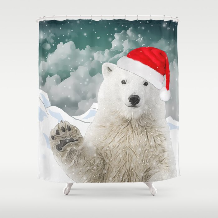 Santa Polar Bear Shower Curtain By Nirvanatw Society6
