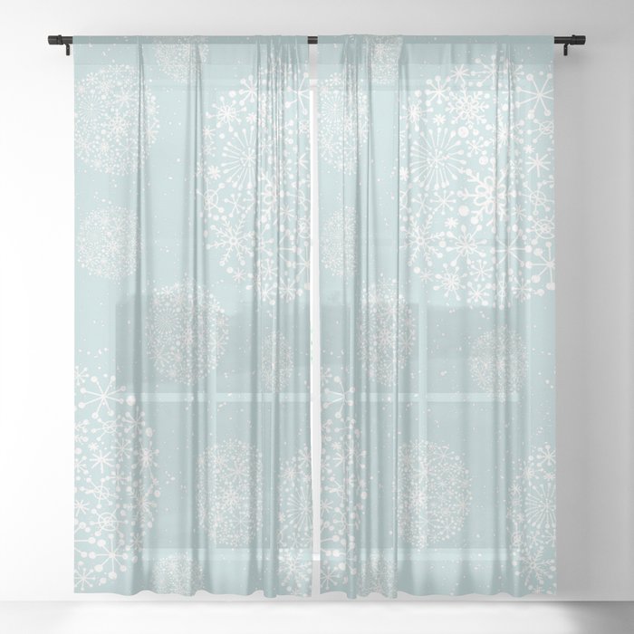 Snowflakes Mint #society6 #buyart Sheer Curtain