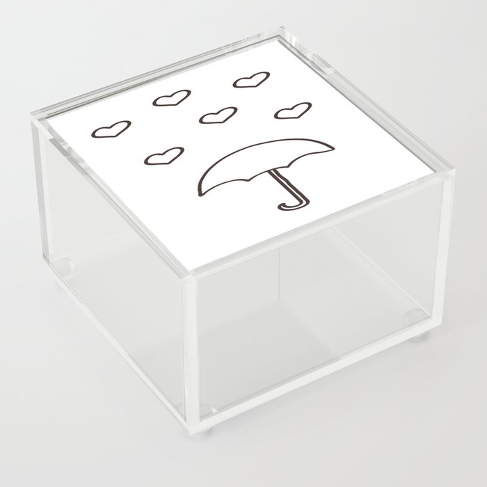 Minimal Designs: Heart and Umbrella Line Art Acrylic Box