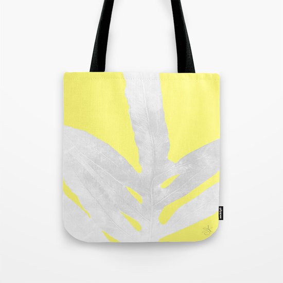 Green Fern on Lemon Yellow Inverted Tote Bag