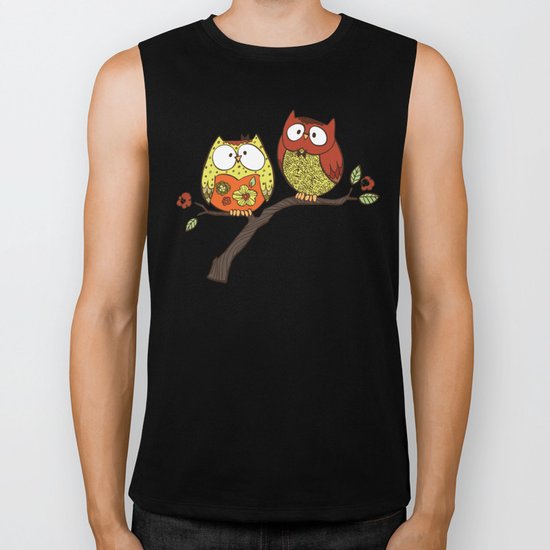 Decorative Owls Biker Tank