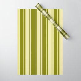 [ Thumbnail: Pale Goldenrod and Green Colored Stripes/Lines Pattern Wrapping Paper ]