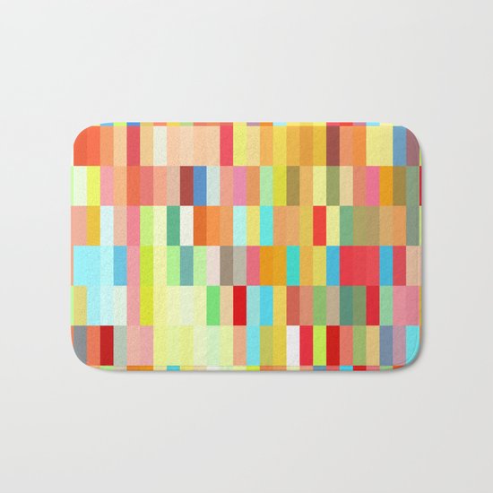 colorful rectangle grid Bath Mat