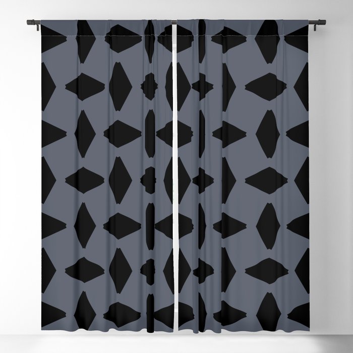Black Geometric Retro Shapes on Dark Gray Blackout Curtain
