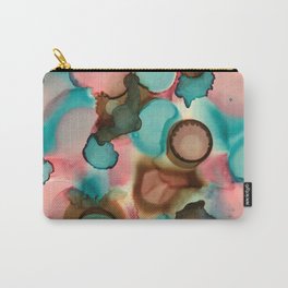 Pink and Teal Ink Blooms Carry-All Pouch