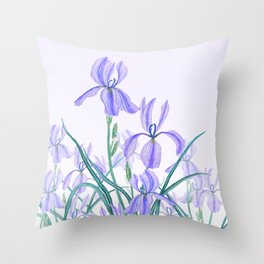 purple iris watercolor Throw Pillow