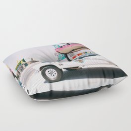 Historic Route 66 Diner in Kingman, Arizona - Old Police Car - United States Travel Photo Floor Pillow