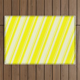 [ Thumbnail: Yellow and Light Yellow Colored Lines/Stripes Pattern Outdoor Rug ]