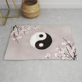 Yin Yang and Sakura Blossom Area & Throw Rug