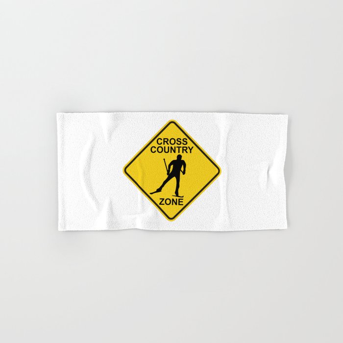 Cross Country Skiing Zone Road Sign Hand & Bath Towel