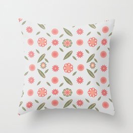 Peach and Green floral pattern Throw Pillow
