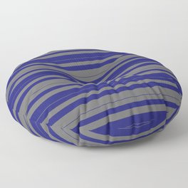 [ Thumbnail: Midnight Blue and Dim Grey Colored Striped Pattern Floor Pillow ]