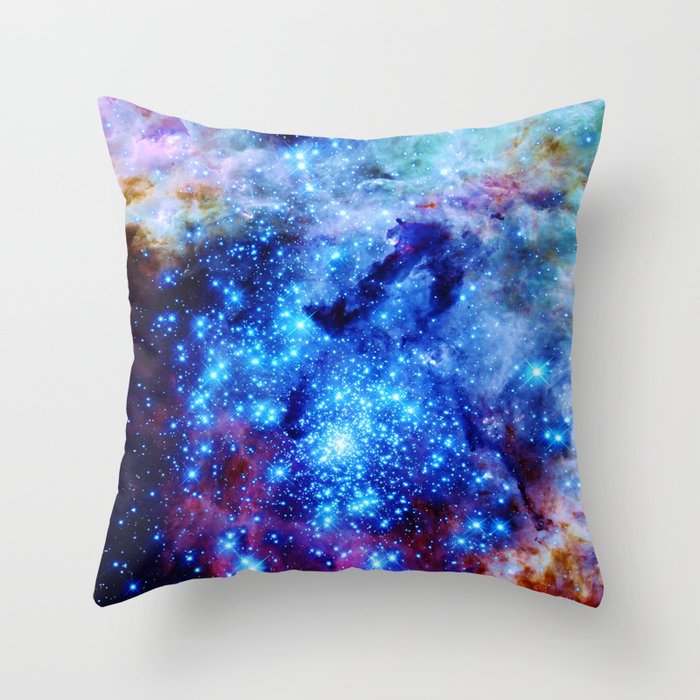 galaxy blue sparkle Throw Pillow