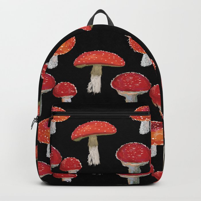 Red Mushrooms Pattern  Backpack | Graphic-design, Pattern, Mushrooms, Red-mushroom, Toadstool, Red-mushrooms, Amanita, Amanita-muscaria, Woodland, Plants