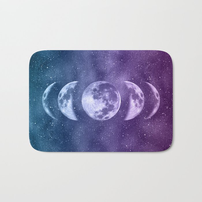 Lunar Moon Phases - Teal and Purple Bath Mat