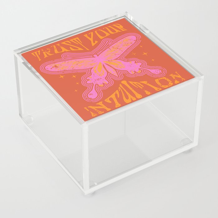 Groovy Butterfly, 60s Wall Poster, 70s Home decor, Hippie print, Psychedelic art print Acrylic Box