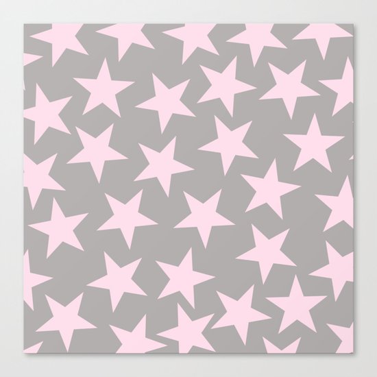 Pink stars on grey background on #Society6 Canvas Print