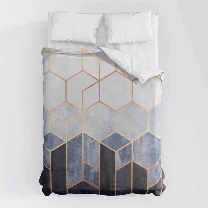 Soft Blue Hexagons Bettbezug