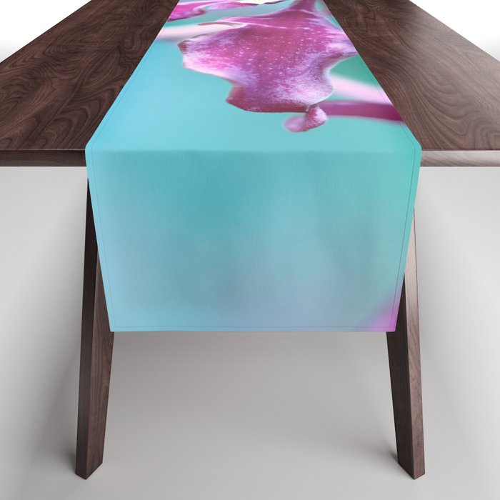 Orchid In Purple And Turquoise Blue  Table Runner