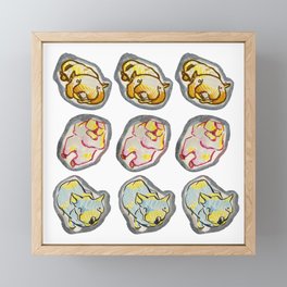 Set of 9 Wombat stickers sneef, stare, blue yellow curvy wom Framed Mini Art Print