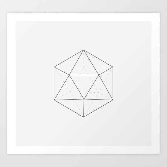 Black & white Icosahedron Art Print