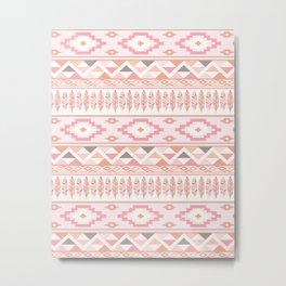 Pink Boho Tribal Aztec Metal Print | Feater, Modern, Aztec, Triangle, Feathers, Painting, Triangles, Pink, Abstract, Patterns 