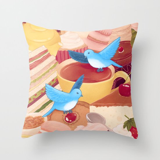 Tea Time Poesy Throw Pillow