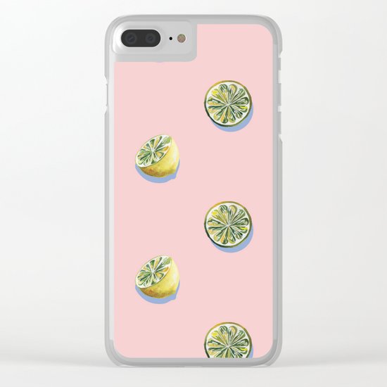 Lemon Pattern Clear iPhone Case
