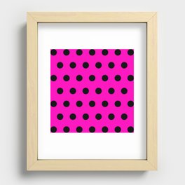 Hot Pink and Black Polka Dots Recessed Framed Print