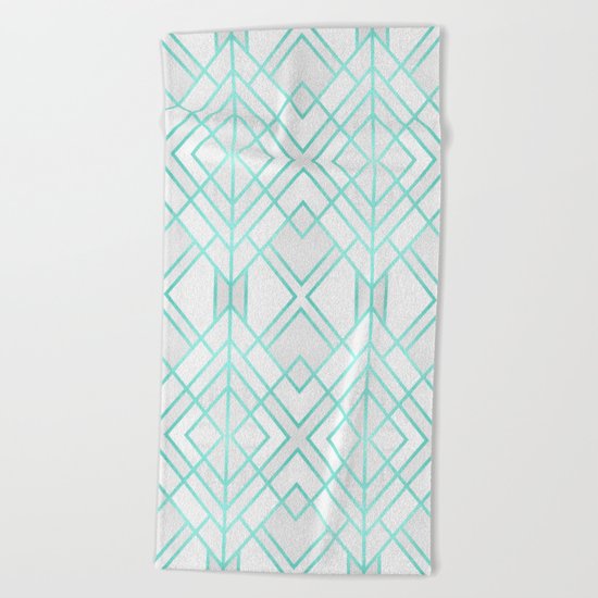 Turquoise Geo Beach Towel