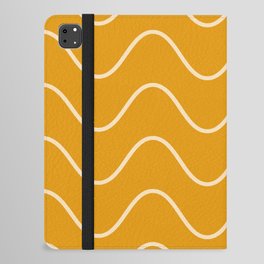 Abstract Wavy Lines Pattern - Yellow and white iPad Folio Case