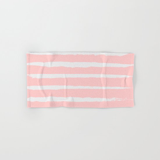 Irregular Hand Painted Stripes Pink Hand & Bath Towel