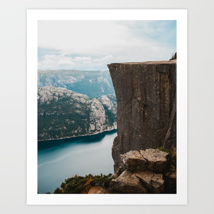 Preikestolen cliffs in Norway | Norwegian landscape travel photography poster Art Print