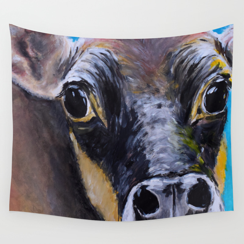 Moon The Eyes Of A Jersey Cow Wall Tapestry By
