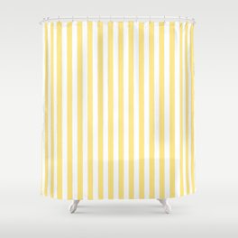 Modern geometrical baby yellow white stripes pattern Shower Curtain