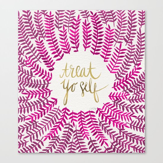 Treat Yo Self – Pink & Gold Canvas Print