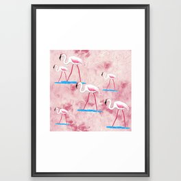 Pink flamingos seamless pattern  Framed Art Print