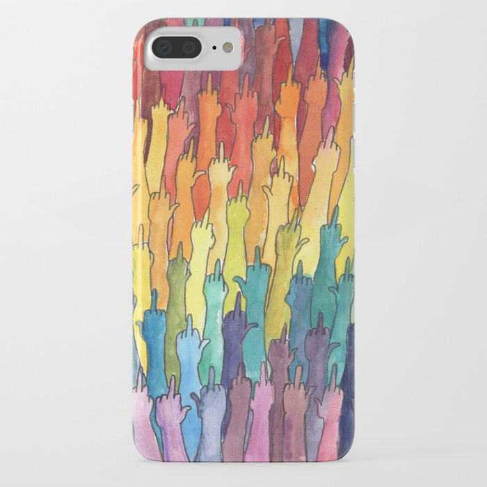 fuck-off in rainbow power iphone case