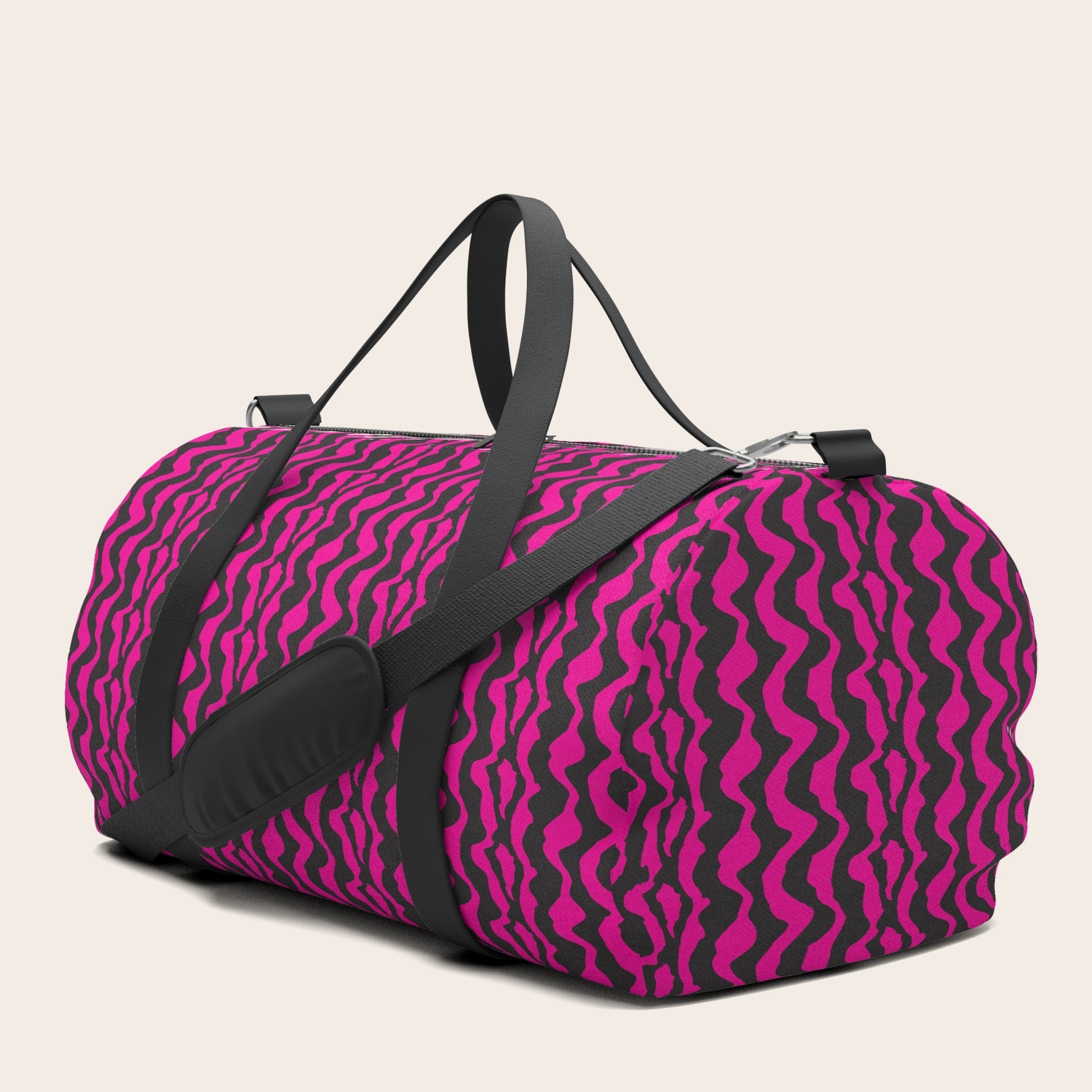 Hot Pink And Black Zebra Pattern Duffle Bag By Beautifulcuteness