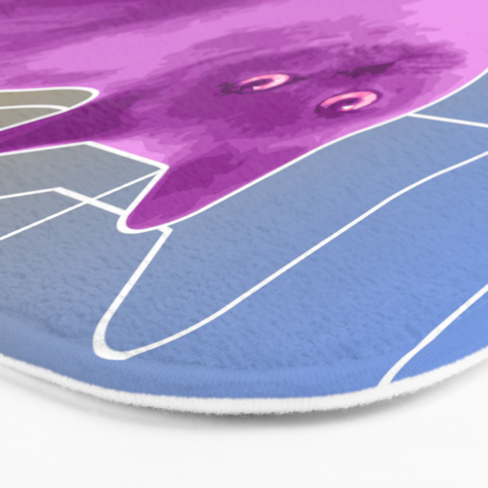 Neon Purple Cat on Colorful Background Bath Mat by zelko ...