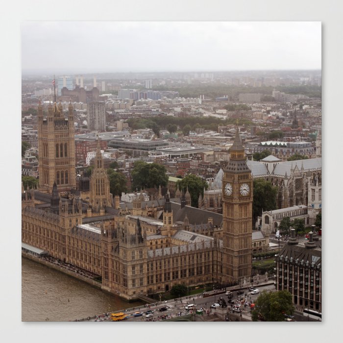 Great Britain Photography - Big Ben Under The Gray Sky Canvas Print