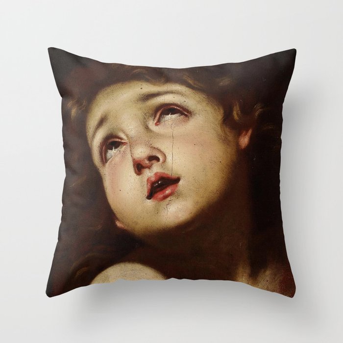 Vintage art of a Cherub Throw Pillow