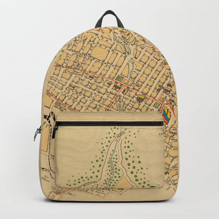 Vintage Map of Bogota Columbia 1911 Backpack by BravuraMedia