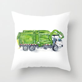 Garbage truck print Trash truck Throw Pillow