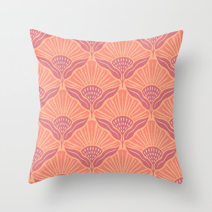 Flourishing Floral Rays (peach/coral) Throw Pillow