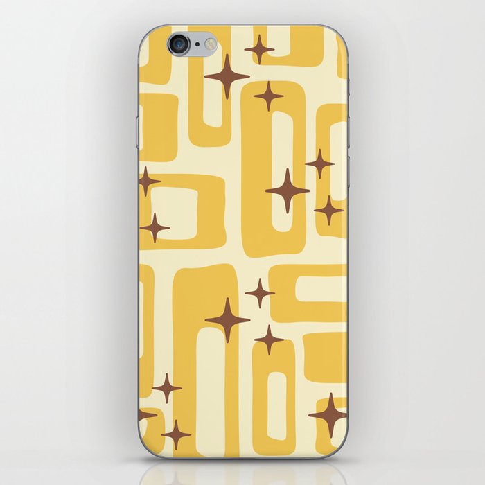 Retro Mid Century Modern Abstract Pattern 577 Yellow Brown iPhone Skin