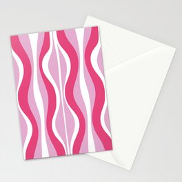 Hourglass Abstract Retro Mod Wavy Pattern in Hot Pink Stationery Card